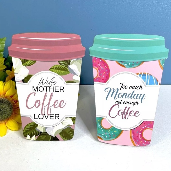 boutique Other - NEW Set of 2 Coffee Sign Plaque Home Kitchen Office Decor Desktop Tabletop
